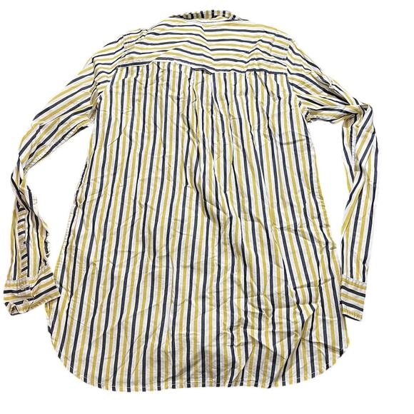 NWT J Crew Striped Classic Fit Boy Shirt Button Top Blue Yellow White Women’s 2 - Picture 4 of 7